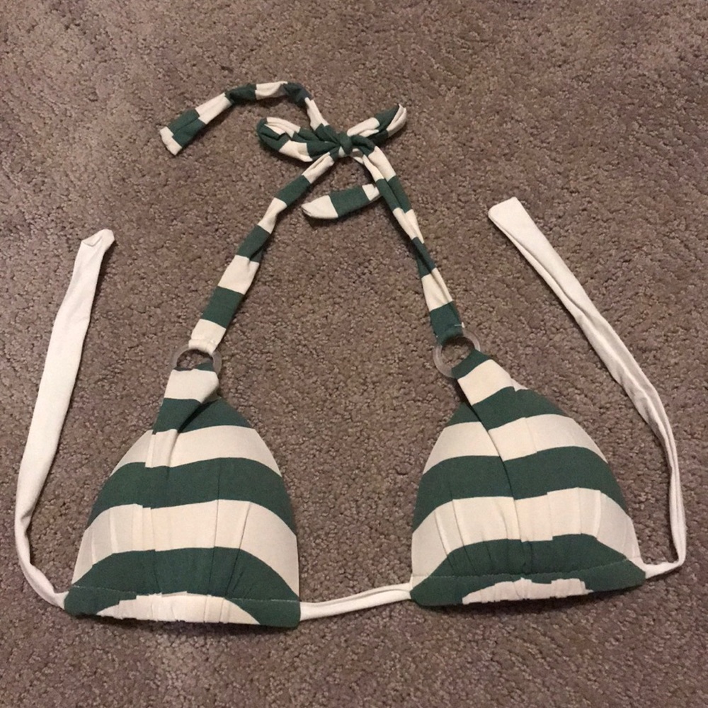 Green white striped swim top